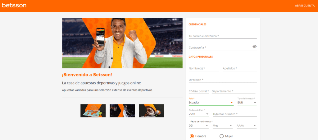 registro betsson ecuador